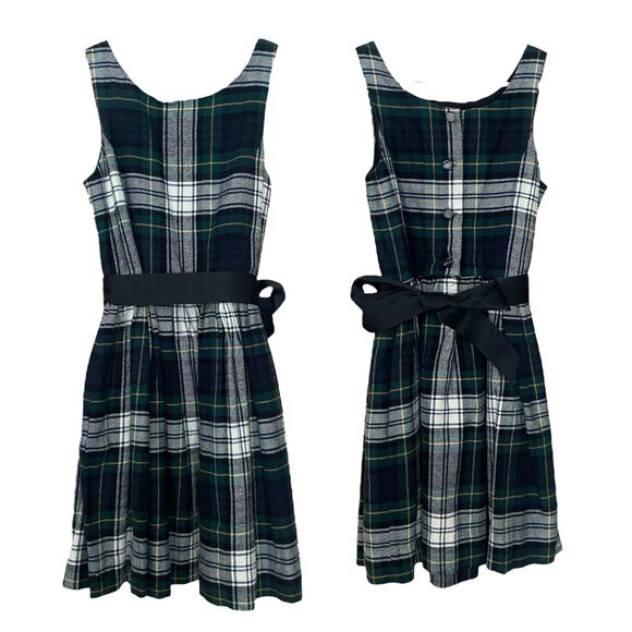 Polo Ralph Lauren Girls 6X Holiday Dress Green Navy Tartan Plaid Party NWT - Picture 2 of 12